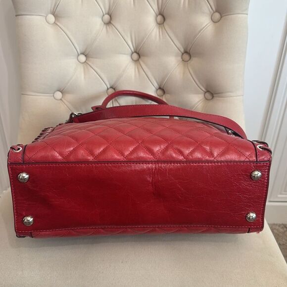 Michael Kors Red Quilted Leather Hamilton Large Tote Bag Shoulder Bag - Picture 6 of 13